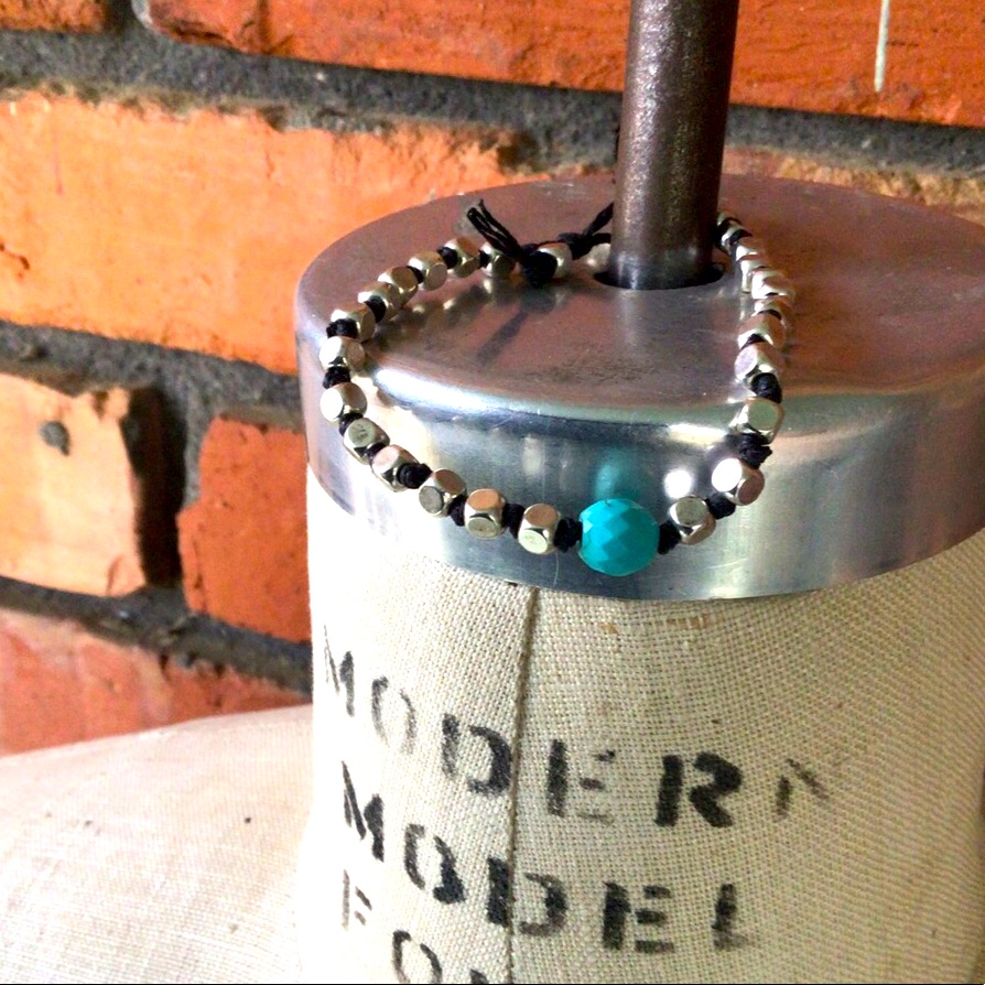 Silver And Aqua Handmade Bracelet